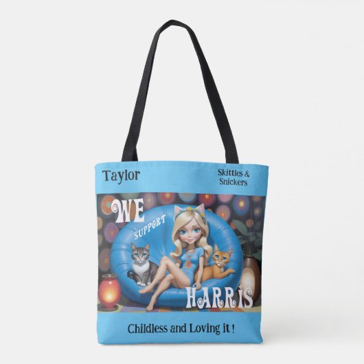 Aangepaste Grappige Kinderloze Kat Dames KAMALA 20 Tote Bag (Achterkant)
