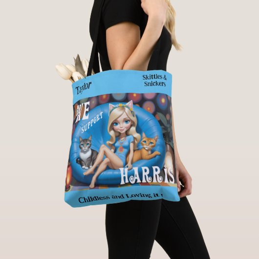 Aangepaste Grappige Kinderloze Kat Dames KAMALA 20 Tote Bag (Dichtbij)