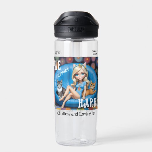 Aangepaste Grappige Kinderloze Kat Dames KAMALA 20 Waterfles (Achterkant)