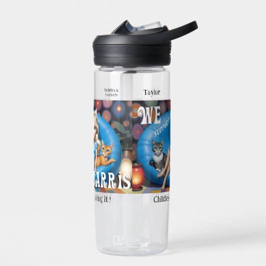 Aangepaste Grappige Kinderloze Kat Dames KAMALA 20 Waterfles (Links)