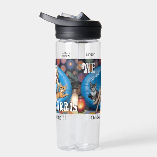 Aangepaste Grappige Kinderloze Kat Dames KAMALA 20 Waterfles (Rechts)