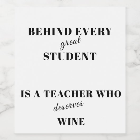 Aangepaste grappige leraar wijn etiket (Enkel label)