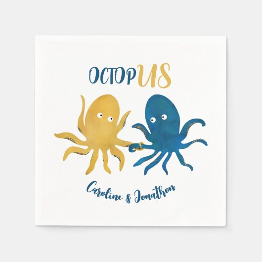 Aangepaste Grappige Marine en Gold Ocean Octopus B Servet (Voorkant)