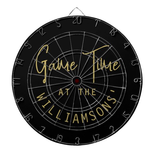 Aangepaste Grappige Minimalistische Zwarte Gouden Dartbord (Voorkant)
