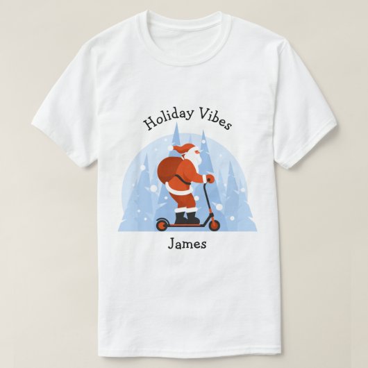 Aangepaste Grappige Moderne Kerstman Kerstvakantie T-shirt (Design voorkant)