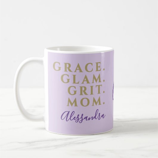 Aangepaste Grappige Moeder Pastel Paars Goud Inspi Koffiemok (Links)