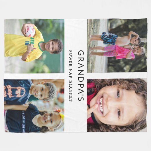Aangepaste Grappige Opa Foto Collage Power Nap Fleece Deken (Voorkant (Horizontaal))