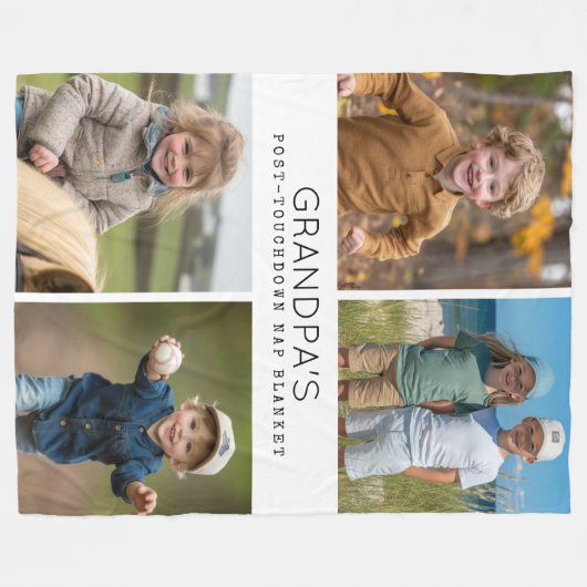 Aangepaste Grappige Opa Nap Fotocollage Fleece Deken (Voorkant (Horizontaal))