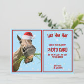 Aangepaste Grappige Paard Grappen Verplichte Foto Feestdagenkaart (Staand voorkant)
