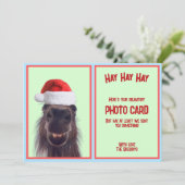 Aangepaste Grappige Paard Grappen Verplichte Foto  Feestdagenkaart (Staand voorkant)