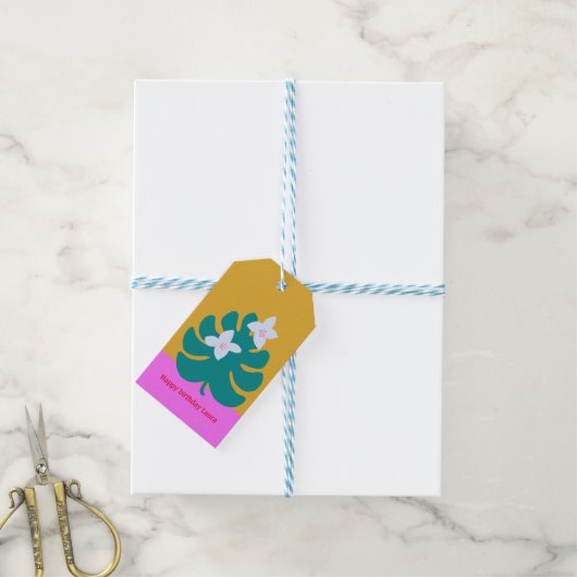 Aangepaste grappige palmnaam verjaardag moderne bl cadeaulabel (Met Touw)