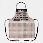 Aangepaste grappige partij koken gastheer bruin zw schort (Voorkant)