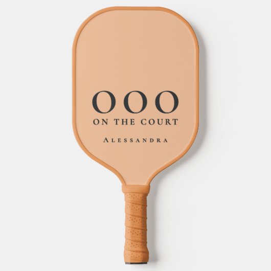 Aangepaste Grappige Perzik Zwarte OOO Minimalistis Pickleball Paddle (Voorkant)