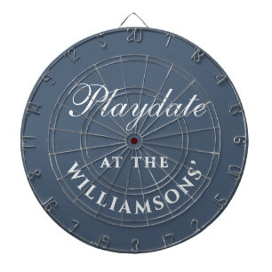 Aangepaste grappige retro afspraak blauwe witte mi dartbord