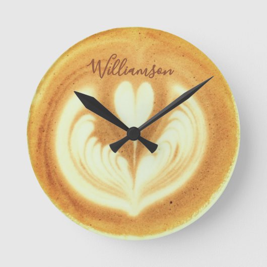Aangepaste Grappige Retro Koffie Cappuccino Liefhe Ronde Klok (Voorkant)