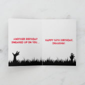 Aangepaste Grappige Retro Zombie Halloween Manneli Kaart (Binnen)