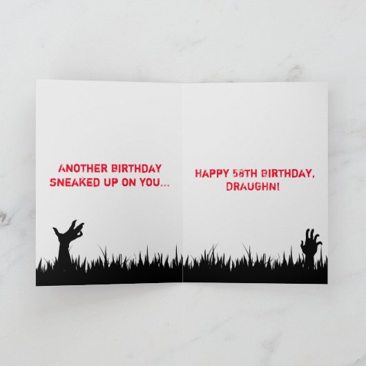 Aangepaste Grappige Retro Zombie Halloween Manneli Kaart (Binnen)