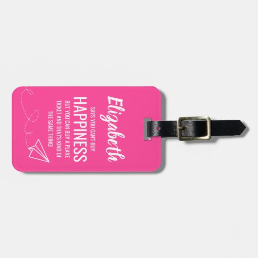 Aangepaste grappige roze standaard bagagelabel (Voorkant horizontaal)