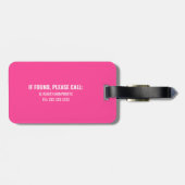 Aangepaste grappige roze standaard bagagelabel (Achterkant horizontaal)