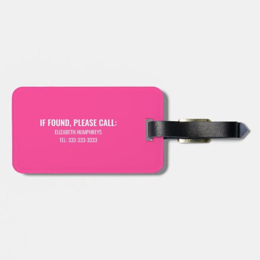 Aangepaste grappige roze standaard bagagelabel (Achterkant horizontaal)
