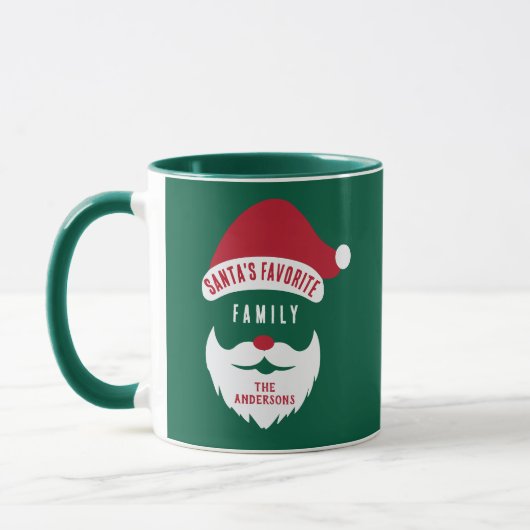 Aangepaste grappige Santa's favoriete familienaam Mok (Links)