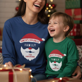 Aangepaste grappige Santa's favoriete familienaam Tri-Blend Shirt