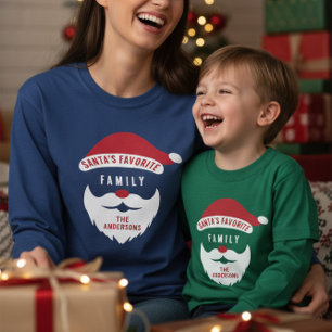 Aangepaste grappige Santa's favoriete familienaam Tri-Blend Shirt