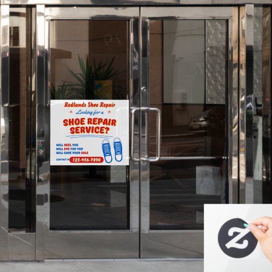 Aangepaste Grappige Schoenreparatie Service Promot Raamsticker (Kantoordeur)