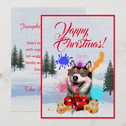 Aangepaste grappige Siberische Husky kerstkaart Aankondiging (Voorkant / Achterkant)