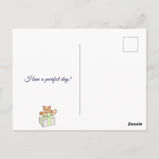 Aangepaste grappige verjaardags kat cartoon briefkaart (Achterkant)