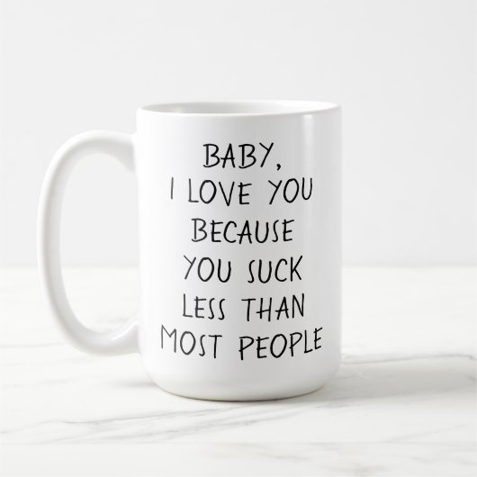 Aangepaste grappigheid waar ik van hou omdat offer koffiemok (Links)