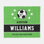 Aangepaste Grass Green Soccer Player Name Fleece Deken (Voorkant (Horizontaal))