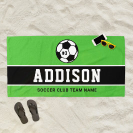 Aangepaste Grass Green Soccer Player Name Strandlaken