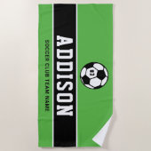 Aangepaste Grass Green Soccer Player Name Strandlaken (Voorkant)