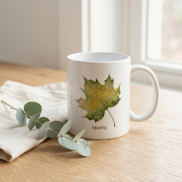 Aangepaste Grateful Autumn Watercolor Leaf Mok