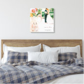 Aangepaste Gray Floral Monogram Weduwfoto Collage Canvas Afdruk (Insitu (Slaapkamer))