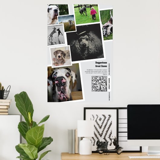 Aangepaste Great Dane Fotocollage Poster (Thuiskantoor)