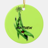Aangepaste Green Bean Cartoon Keramisch Ornament (Voorkant)
