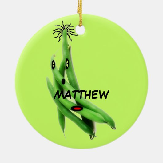 Aangepaste Green Bean Cartoon Keramisch Ornament (Achterkant)
