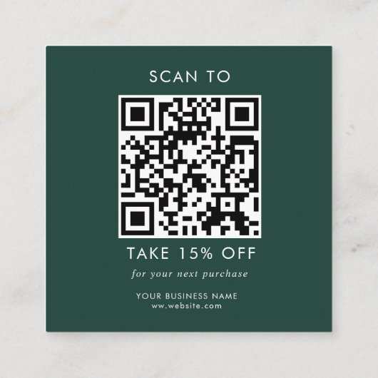 Aangepaste Green Business Logo QR Code Dank u Kortingskaartje (Achterkant)
