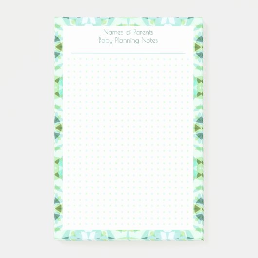 Aangepaste  Green Dot Grid Nieuwe Baby Plan Planne Post-it® Notes (Voorkant)