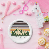 Aangepaste Green Forest Mountain Natuur Party Papieren Bordje (Feest)