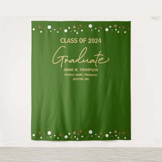 Aangepaste Green Gold Class van 2024 afstuderen Wandkleed (Voorkant)