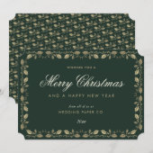 Aangepaste Green Gold Holly Business-kerstKaarten Feestdagenkaart (Voorkant / Achterkant)