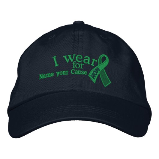 Aangepaste Green Hope Ribbon Awareness Jouw tekst Geborduurde Pet (Voorkant)