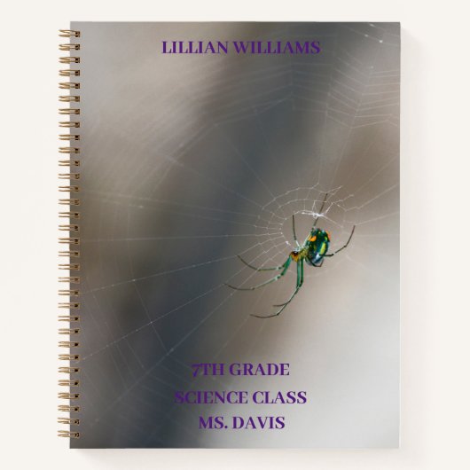 Aangepaste Green Orb Weaver Spider School Classroo Notitieboek (Voorkant)