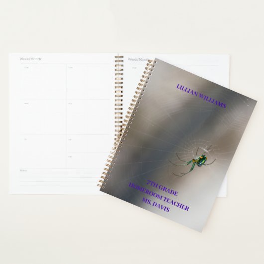Aangepaste Green Orb Weaver Spider School Classroo Planner (Display)