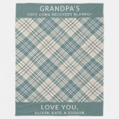 Aangepaste Green Plaid Grappige Opa van Kleinkinde Fleece Deken (Voorkant)