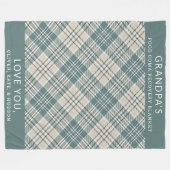 Aangepaste Green Plaid Grappige Opa van Kleinkinde Fleece Deken (Voorkant (Horizontaal))