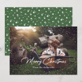 Aangepaste Green Snow Stars-fotokerstkaarten Feestdagenkaart (Voorkant / Achterkant)